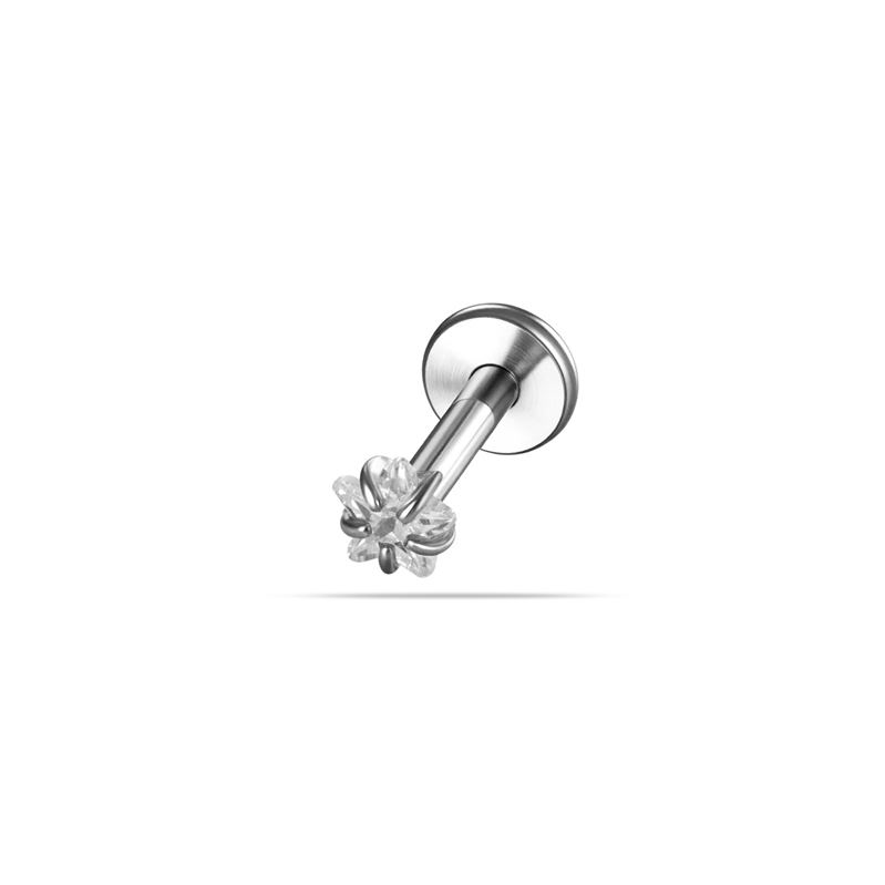 Boucles D'Oreilles Piercing Femme Simple En Acier Inoxydable, Étanches, Avec Zircon Et Étoile (1 Pièce).