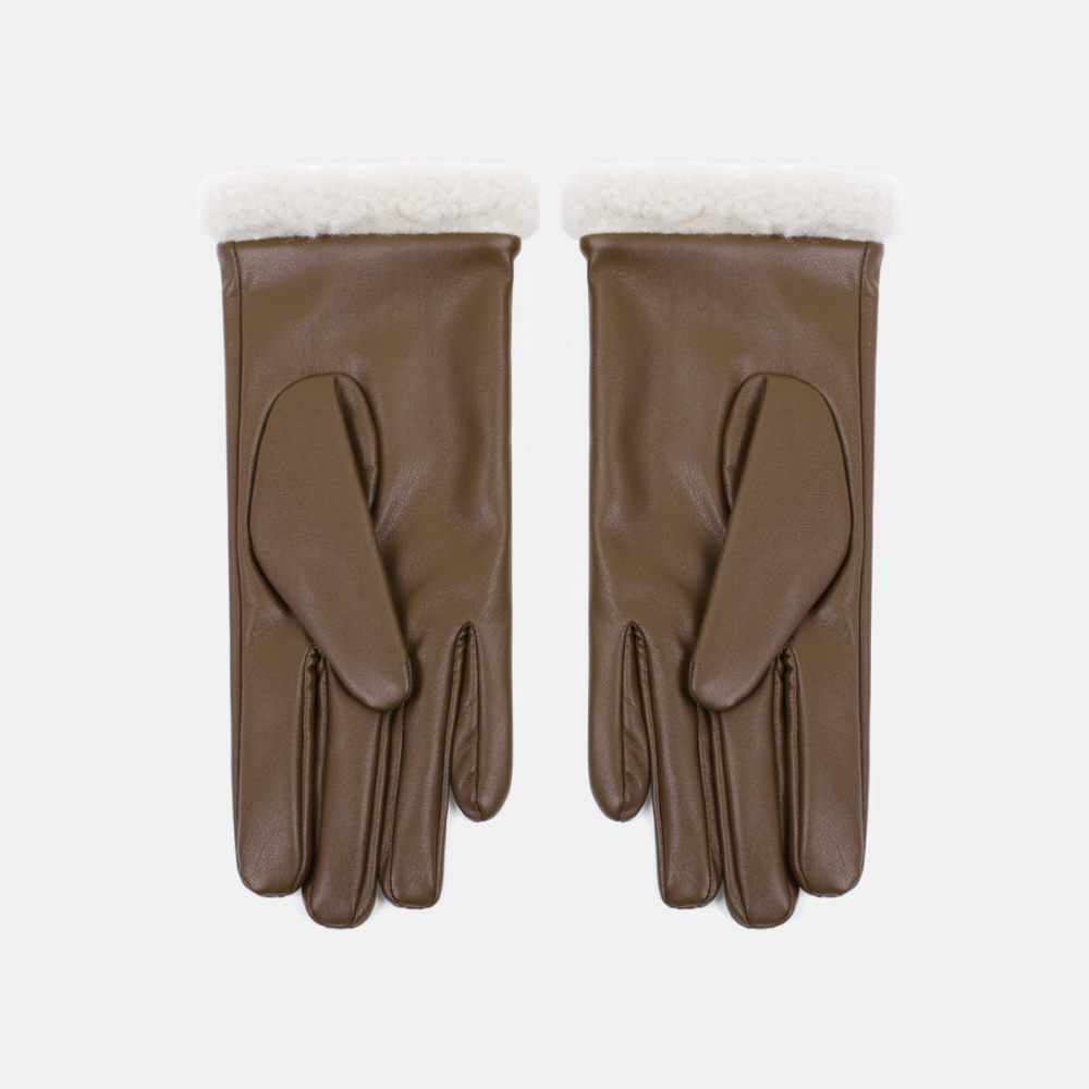1 Paire De Gants Pour Femmes En Peluche Pu De Couleur Unie Image3