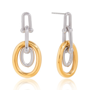 Boucles D'Oreilles Pendantes Pour Femme, En Acier Inoxydable Étanche, Couleurs Or Et Argent (1 Paire). h5 