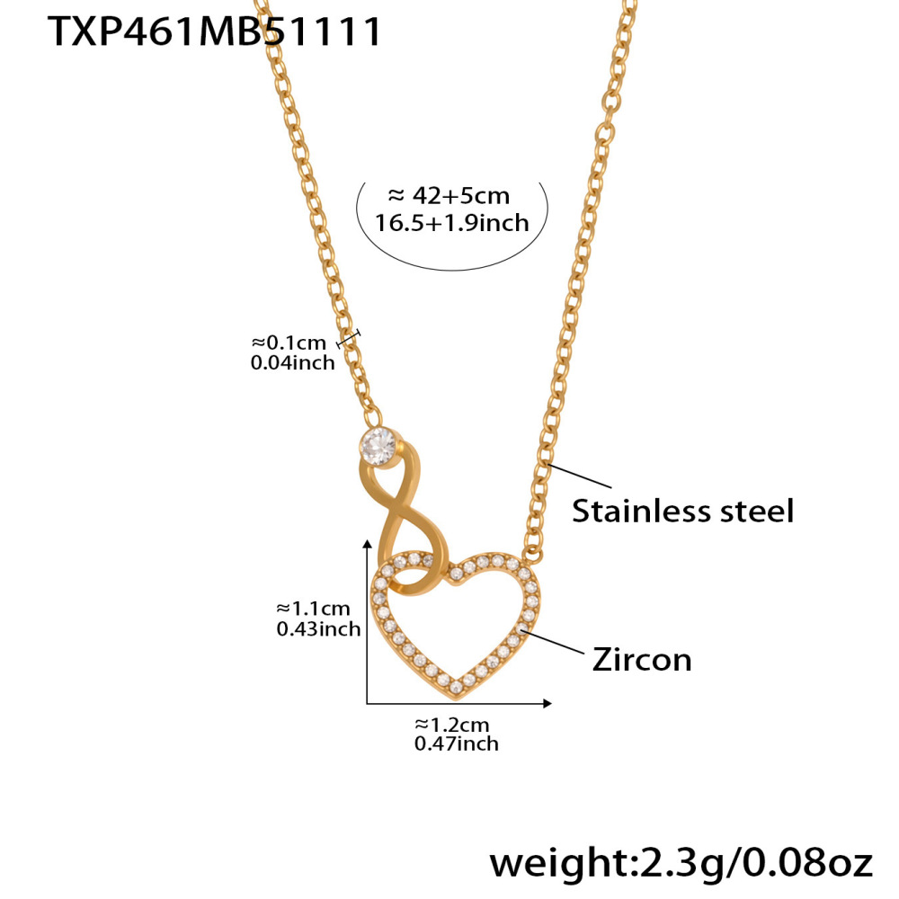 Ensembles De Bijoux Pour Femmes En Acier Titane Couleur Or Avec Zircon Et Cœur Exquis À L'Infini 