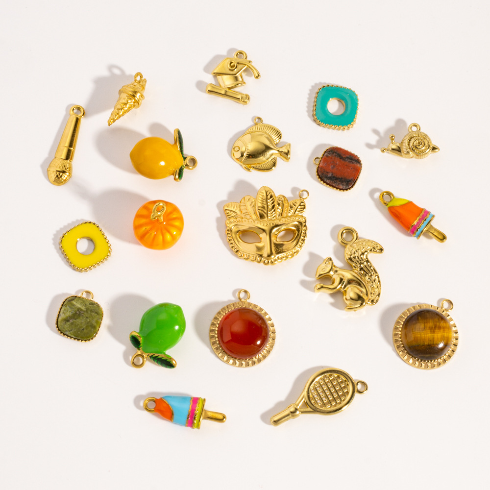 Pendentif Femme Étanche En Acier Inoxydable, Motif Glace, Mangue Et Écureuil (1 Pièce) Image3