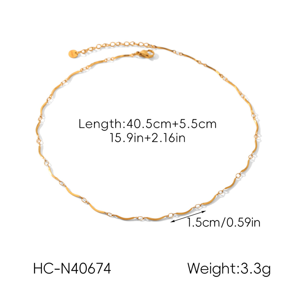 Collier Simple En Acier Inoxydable Étanche Couleur Or (1 Pièce) Image2