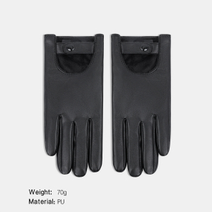 1 Paire De Gants Pour Femmes En Pu Ajourés De Couleur Unie h5
