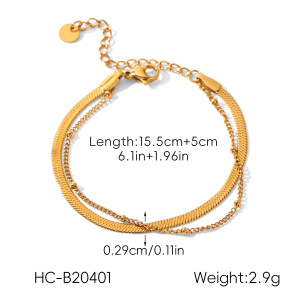 Bracelet Classique En Acier Inoxydable Étanche Couleur Or (1 Pièce) h5 Image2