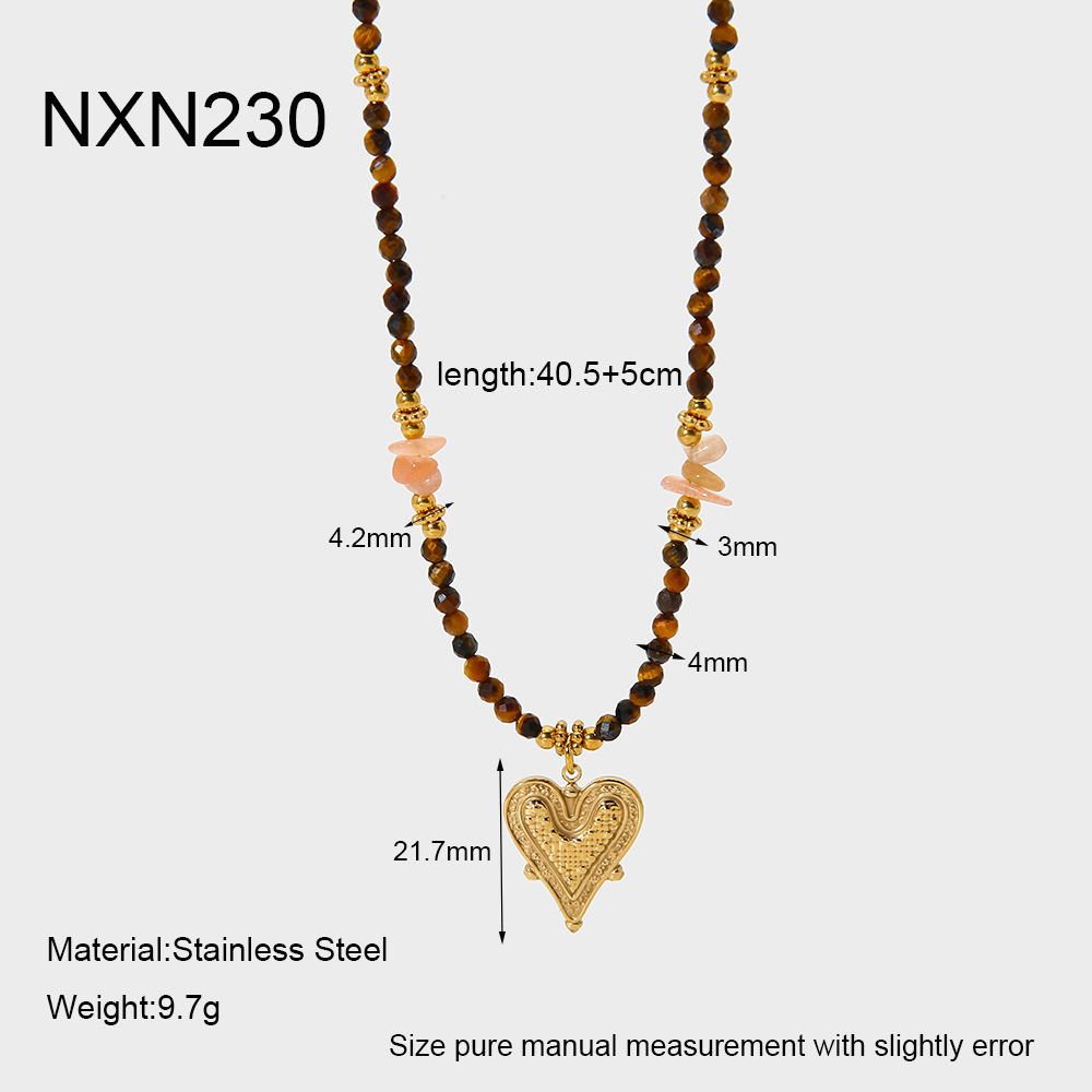 Ensemble De Bijoux Pour Femme Composé D'Un Ensemble De Perles En Forme De Cœur Irrégulières Au Style Rétro, Orné De Pierres Naturelles Et De Pierres Dorées. 