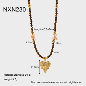 Ensemble De Bijoux Pour Femme Composé D'Un Ensemble De Perles En Forme De Cœur Irrégulières Au Style Rétro, Orné De Pierres Naturelles Et De Pierres Dorées. h5 