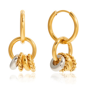 1 Paire De Boucles D'Oreilles Pendantes Classiques Rondes En Acier Inoxydable Étanche, Couleurs Or Et Argent. h5
