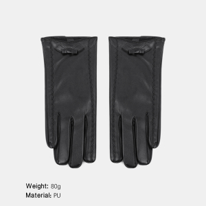 1 Paire De Gants Pour Femmes En Pu Avec Nœud Papillon Uni h5 