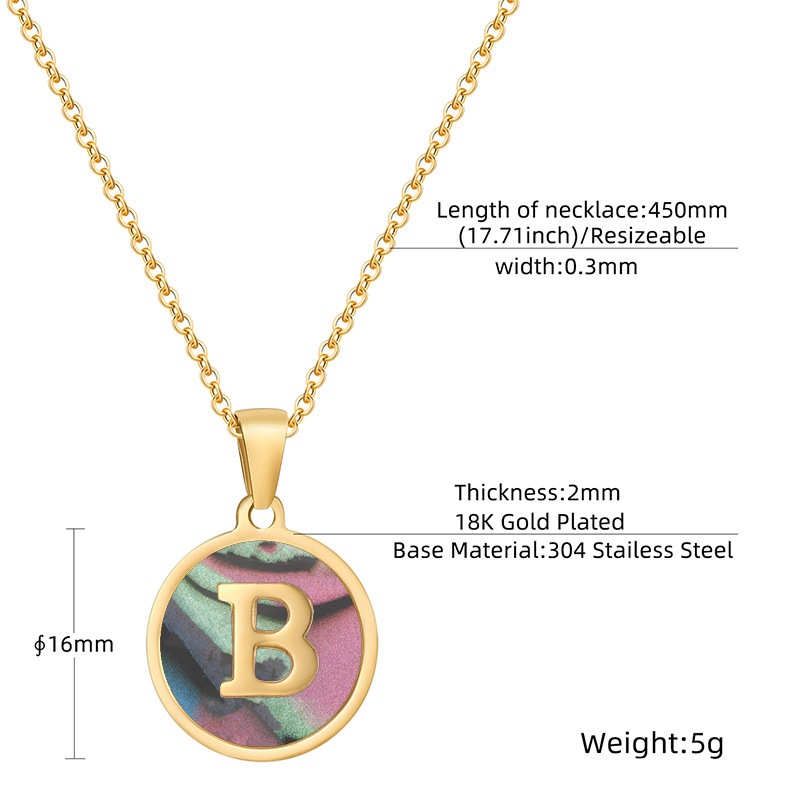 Collier Pendentif Femme Classique En Acier Inoxydable, Couleur Or, Avec Lettre Et Coquillage Étanche (1 Pièce) Image4