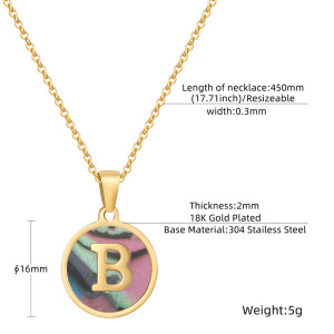Collier Pendentif Femme Classique En Acier Inoxydable, Couleur Or, Avec Lettre Et Coquillage Étanche (1 Pièce) h5 Image4