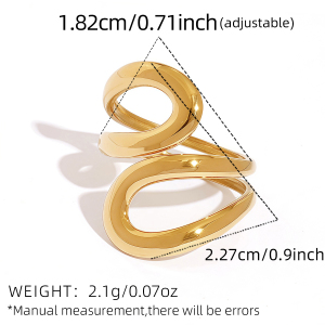 Bague Tendance Minimaliste Géométrique En Acier Inoxydable Doré, Étanche, Pour Femme (1 Pièce) h5 Image2