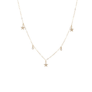 Collier Chaîne Femme Simple En Acier Inoxydable Étanche Avec Motif Fleur, Étoile Et Lune (1 Pièce) h5 Image5