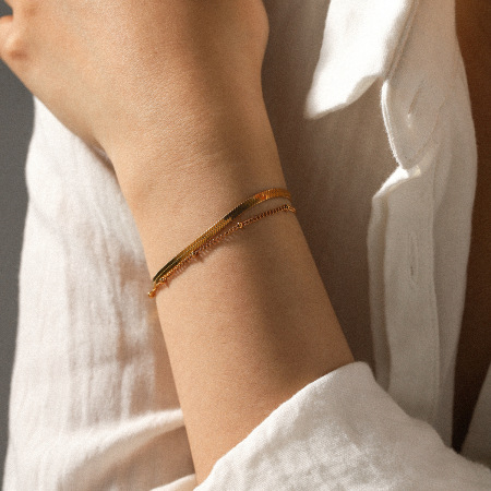 Bracelet classique en acier inoxydable étanche couleur or (1 pièce)