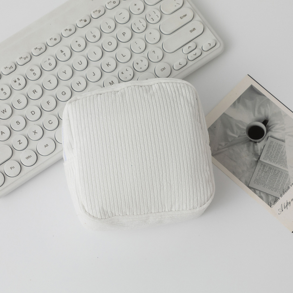 Trousse À Maquillage Décontractée En Velours Côtelé Uni (1 Pièce)