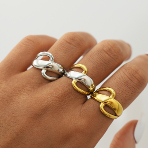 Bague Femme En Acier Inoxydable Étanche, Coloris Or Et Argent (1 Pièce) h5 Image4