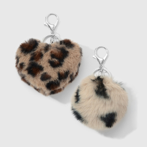 1 Porte-Clés Rétro En Peluche En Forme De Cœur À Imprimé Léopard h5 
