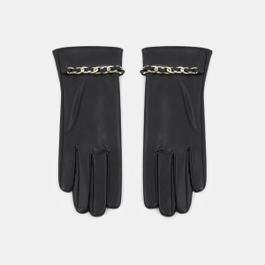 1 Paire De Gants Pour Femmes En Pu À Chaîne De Couleur Unie h5 Image2