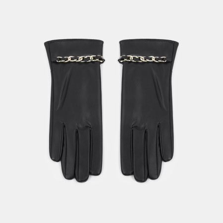 1 paire de gants pour femmes en PU à chaîne de couleur unie 2