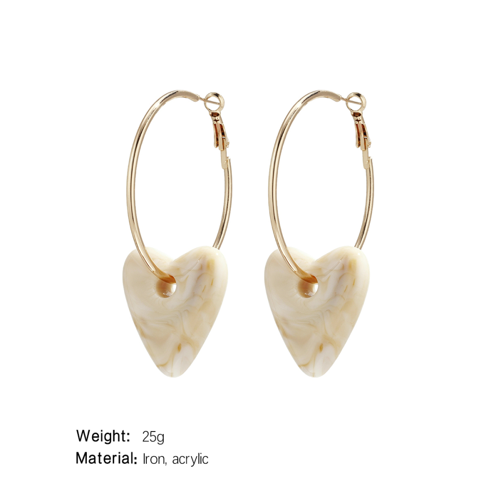 1 Paire De Boucles D'Oreilles Pendantes Élégantes En Acrylique Uni En Forme De Cœur Pour Femme Image2