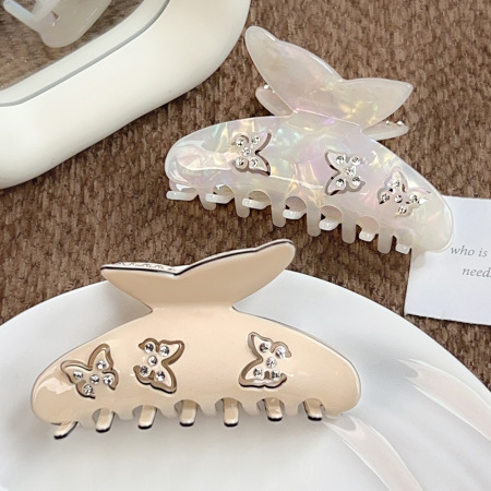 Pinces à cheveux pour femmes, collection romantique, motif papillon doux, en acétate (1 pièce)