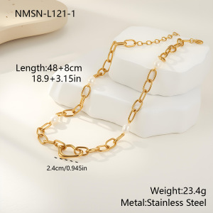 Ensemble De Bijoux Pour Femmes : Chaîne Punk De Forme Irrégulière En Acier Inoxydable Étanche (1 Pièce) h5 