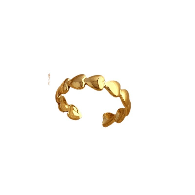 Bague Femme Simple Et Élégante, En Acier Inoxydable Doré, Avec Motif Cœur Et Pendentif Rond, Idéale Au Quotidien. h5Image4
