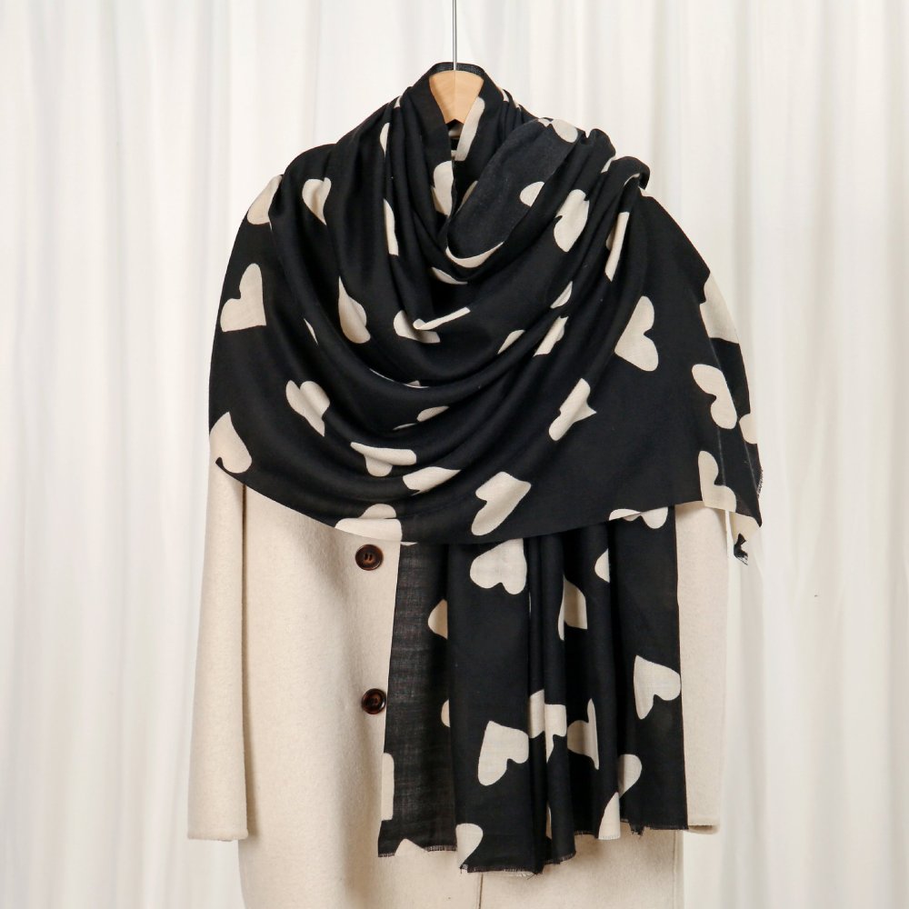 Écharpe D'Hiver Simple En Polyester Avec Motif Cœur (1 Pièce)