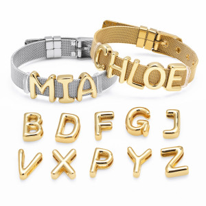 Bracelet En Cuivre Plaqué Or 18 Carats Avec Lettre Intégrée À Une Chaîne En Cuivre (1 Pièce). h5 Image3