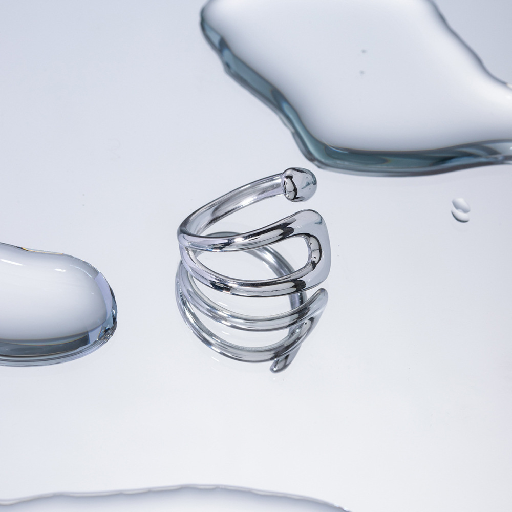 Bague Femme Tendance, En Acier Inoxydable Doré, Forme Irrégulière, Étanche, À Porter Au Quotidien. Image5