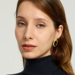 1 Paire De Boucles D'Oreilles Puces Classiques Rétro Œil De Diable En Résine Couleur Or Pour Femme h5 Image3