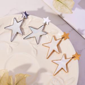 Boucles D'Oreilles Pendantes Pour Femme, En Acier Inoxydable Doré, Imperméables, En Forme D'Étoile Irrégulière (1 Paire). h5 Image2