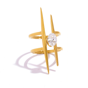 Bague Élégante Pour Femme, En Acier Inoxydable, Couleur Or, Étanche, Avec Zircon. h5 