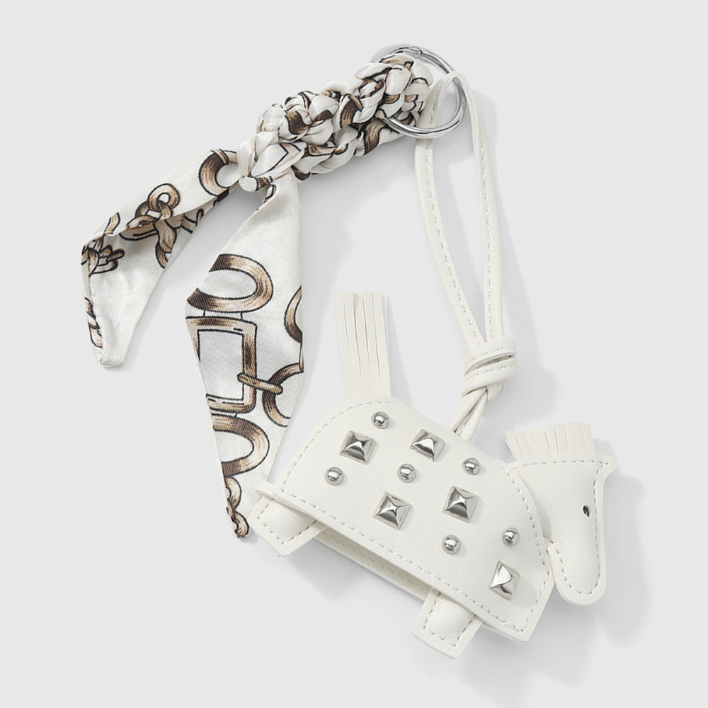 1 Pièce De Cuir Rivet Poney Foulard En Soie Noué Porte-Clés Image7