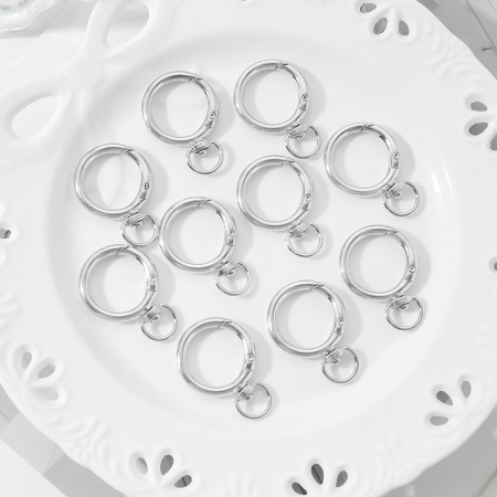1 lot de breloques rondes simples en alliage argenté pour sac à main femme 2