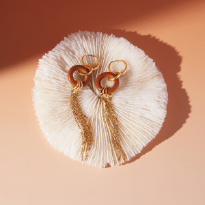 Boucles D'Oreilles Pendantes Classiques À Pompons En Acier Inoxydable Doré, Imperméables, Pour Femme (1 Paire). h5 Image5