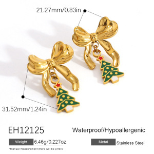 1 Paire De Boucles D'Oreilles Clous Pour Femme, Motif Plante De Noël À Faire Soi-Même, En Acier Inoxydable Étanche. h5 