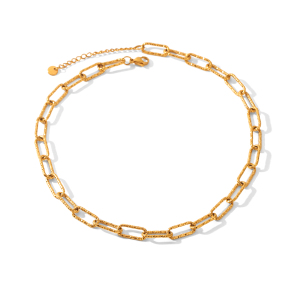 Ensemble Collier Classique En Acier Inoxydable Étanche Couleur Or h5 