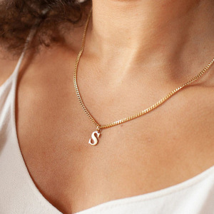 Pendentif Femme En Acier Inoxydable Doré, 1 Pièce, À Personnaliser Avec Une Lettre h5 Image3