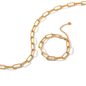 Ensemble Collier Classique En Acier Inoxydable Étanche Couleur Or h5 Image6