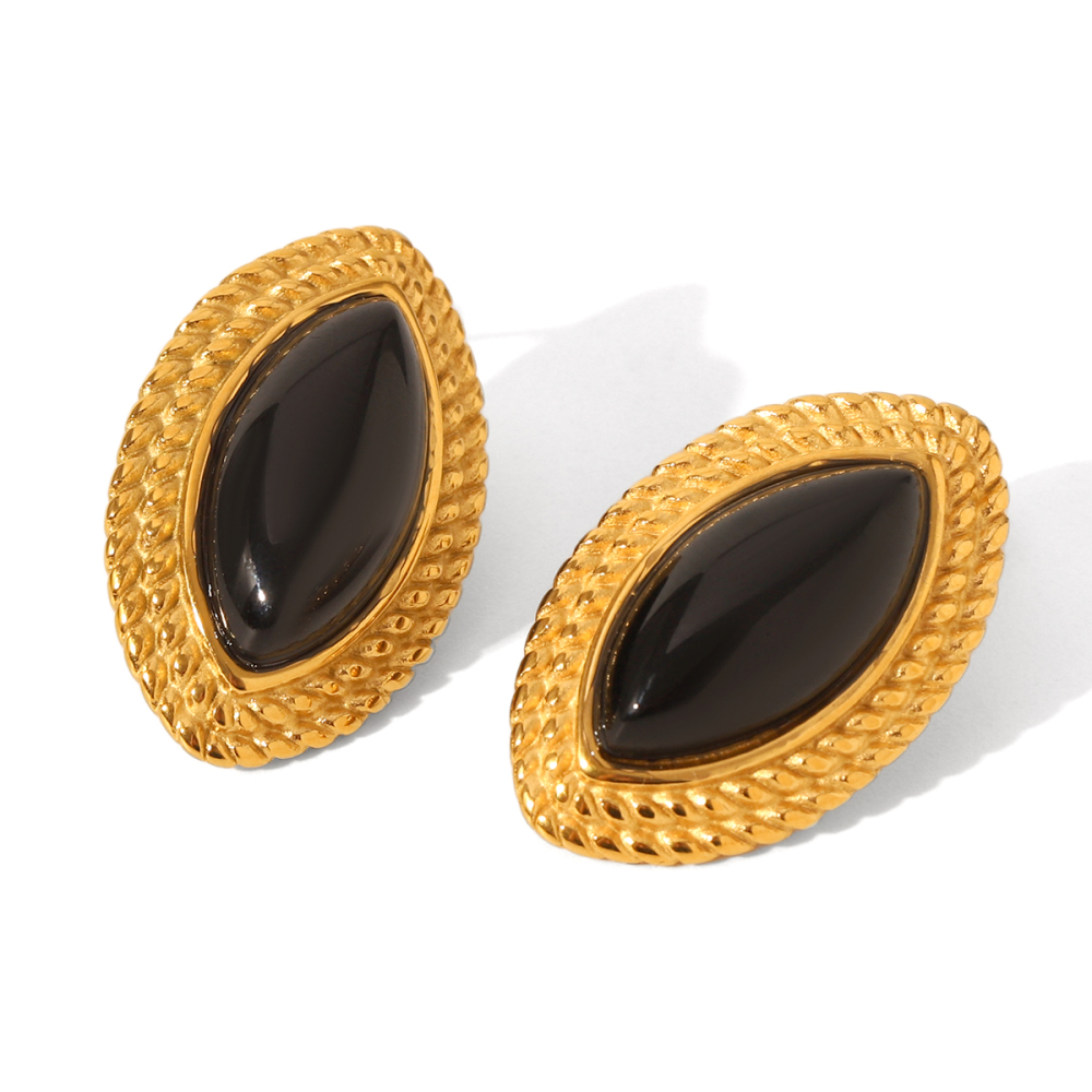 Ensemble De Boucles D'Oreilles Carrées En Acier Inoxydable Émaillé Imperméable À Motif Martelé 