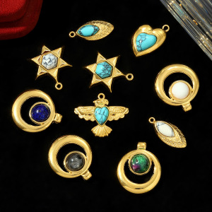 Pendentifs Pour Femmes En Acier Titane Couleur Or, Personnalisables Avec Des Calaïtes h5 Image5