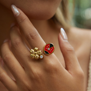 Ensembles De Bijoux Pour Femmes Vivid Beetle En Acier Inoxydable Étanche Couleur Or h5 Image5