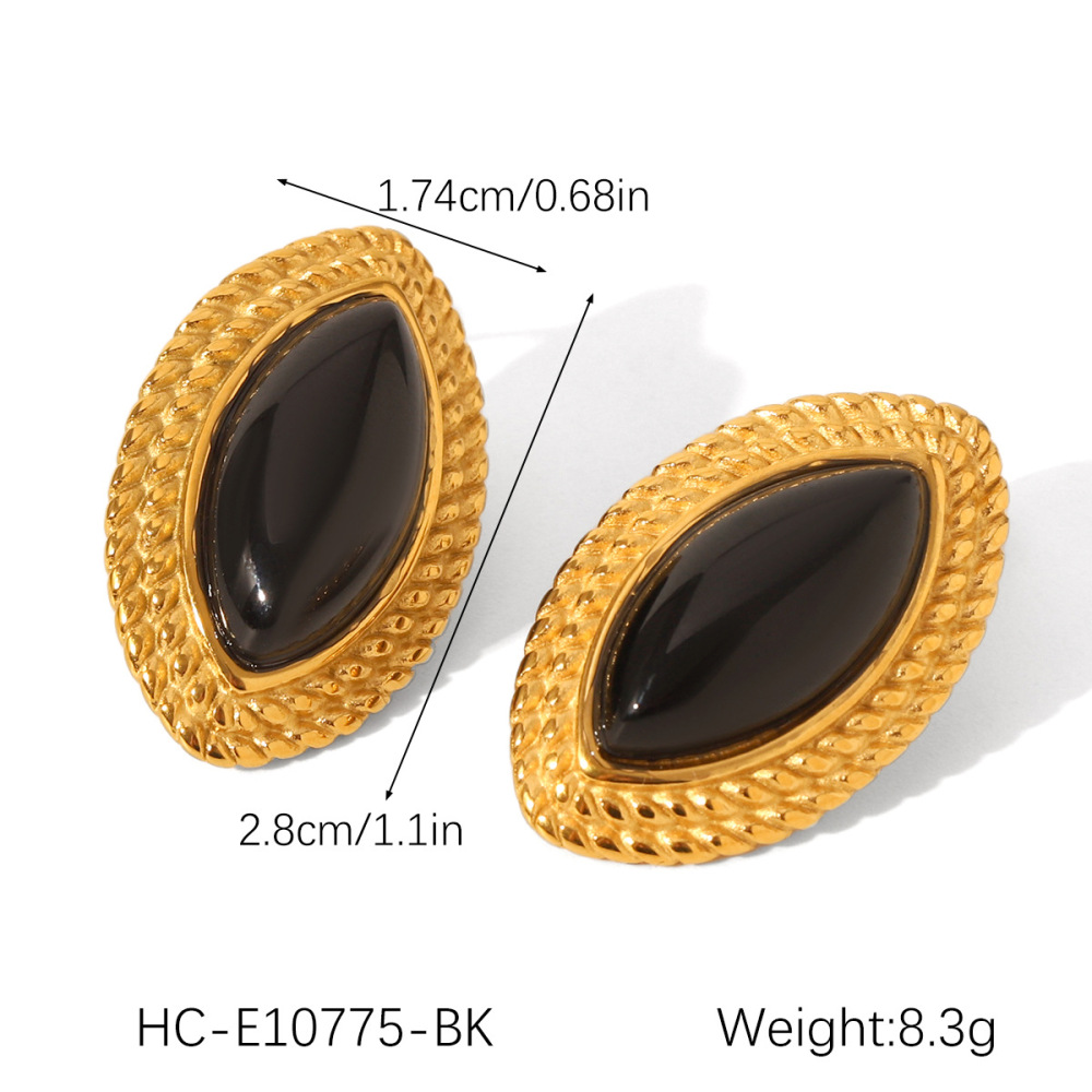 Ensemble De Boucles D'Oreilles Carrées En Acier Inoxydable Émaillé Imperméable À Motif Martelé Image2