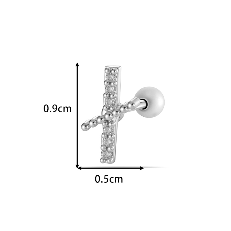 Boucles D'Oreilles Piercing Femme Élégantes En Forme De Lettre, Couleur Cuivre Doré, Zircon. Image2