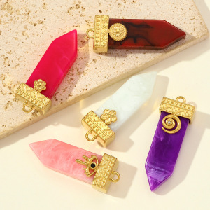 Pendentifs Pour Femmes En Acrylique Simple De Forme Irrégulière, Acier Titane Couleur Or h5 Image4