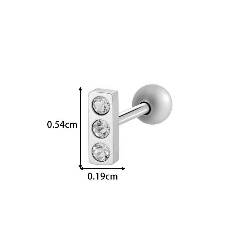Boucles D'Oreilles Piercing Pour Femmes, En Acier Inoxydable Géométrique Étanche, Couleur Or Et Zircon. Image2
