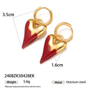 Boucles D'Oreilles Pendantes Pour Femme, En Acier Inoxydable Doré, En Forme De Cœur Délicat (1 Paire). h5 