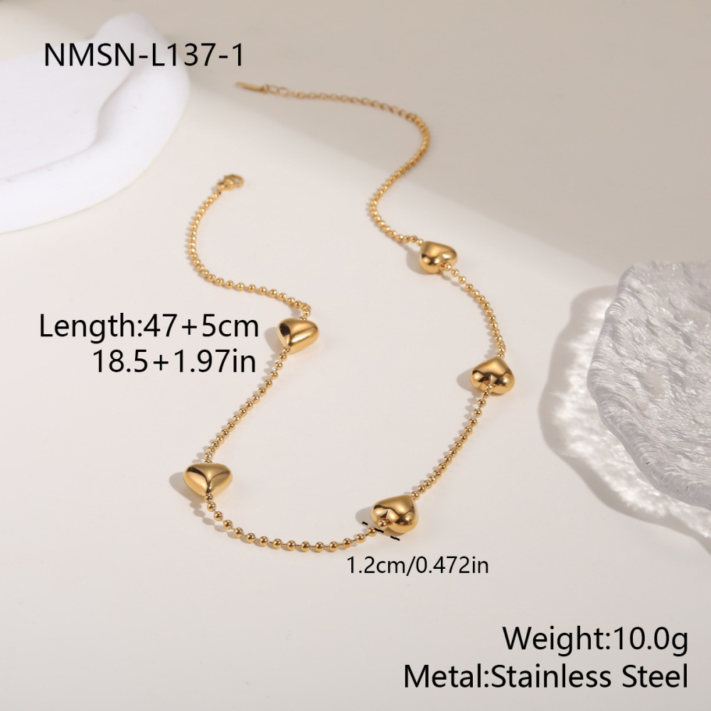 Collier Long Pour Femme, Chaîne Cœur Simple, Acier Inoxydable, Imperméable, Anti-Ternissement, Couleur Or 