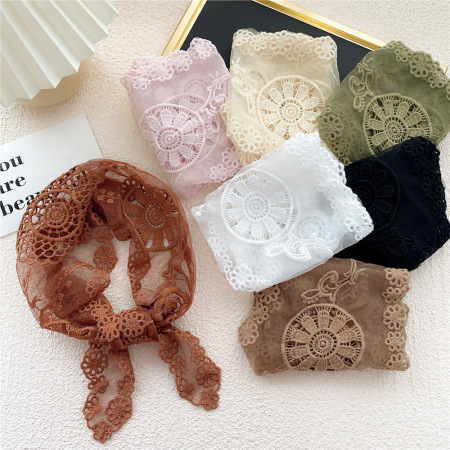 Bandana élégante en polyester ajouré et dentelle pour femme