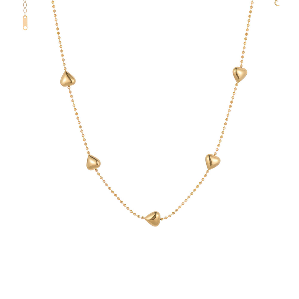 Collier Long Pour Femme, Chaîne Cœur Simple, Acier Inoxydable, Imperméable, Anti-Ternissement, Couleur Or Image5